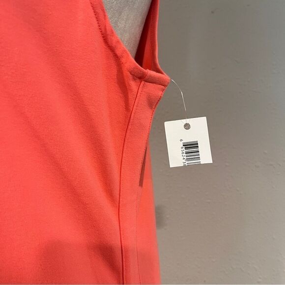 Coral Sleeveless knee length Dress with Side Buttons - Picture 3 of 13